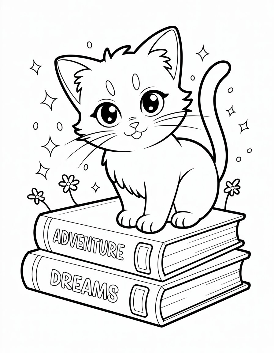 anime cat coloring page