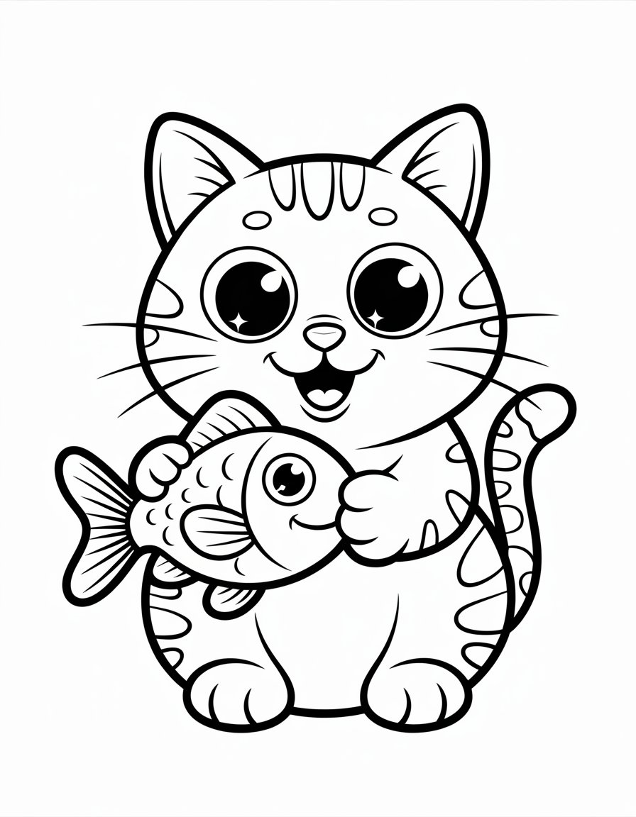 cartoon cat coloring page