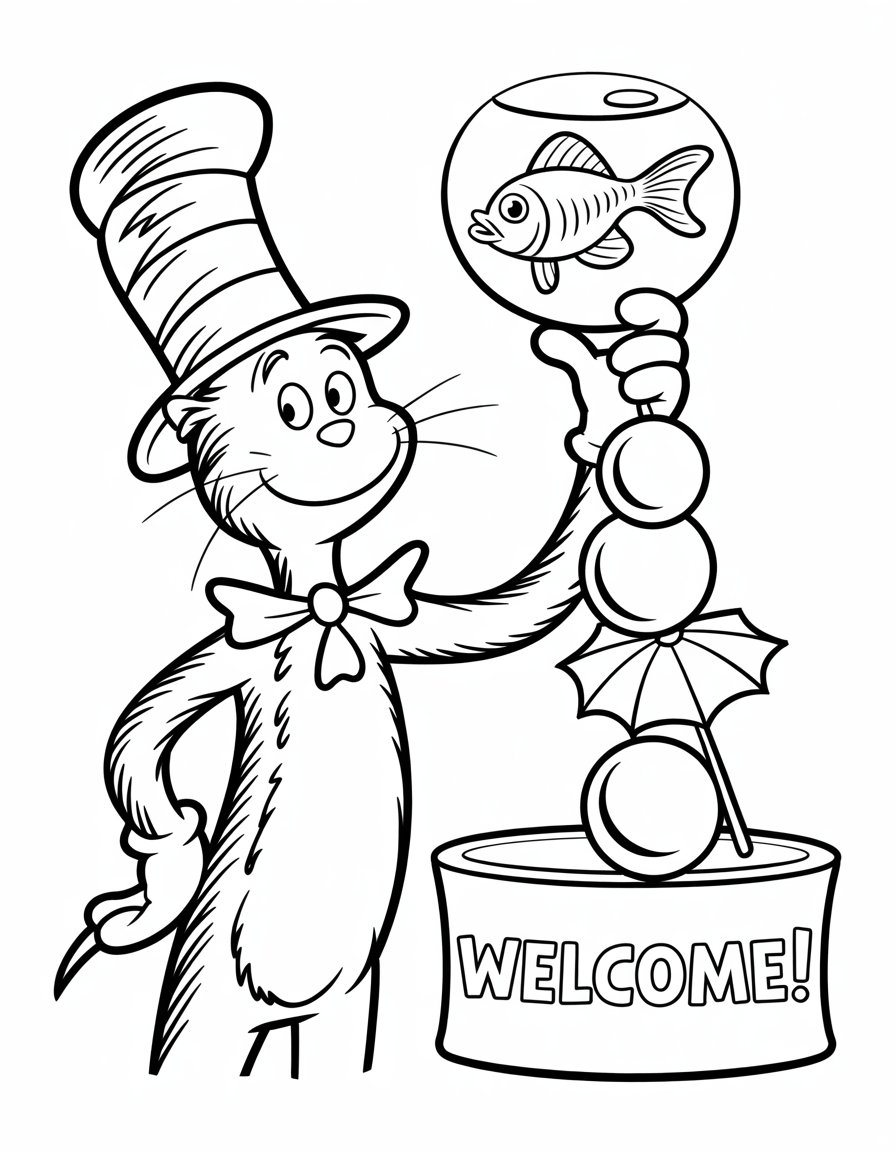 cat in the hat coloring page