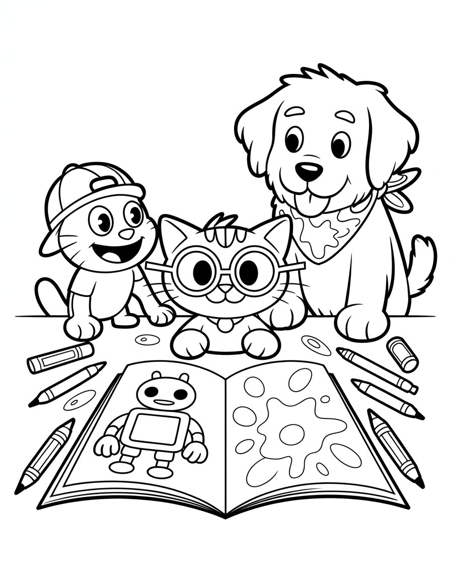 cat kid comic club coloring page