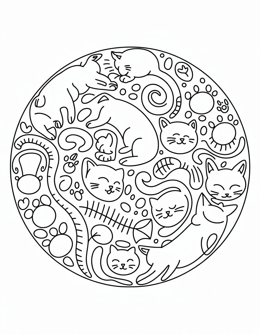 cat mandala coloring page