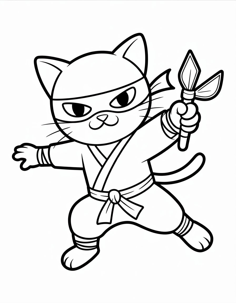 cat ninja coloring page