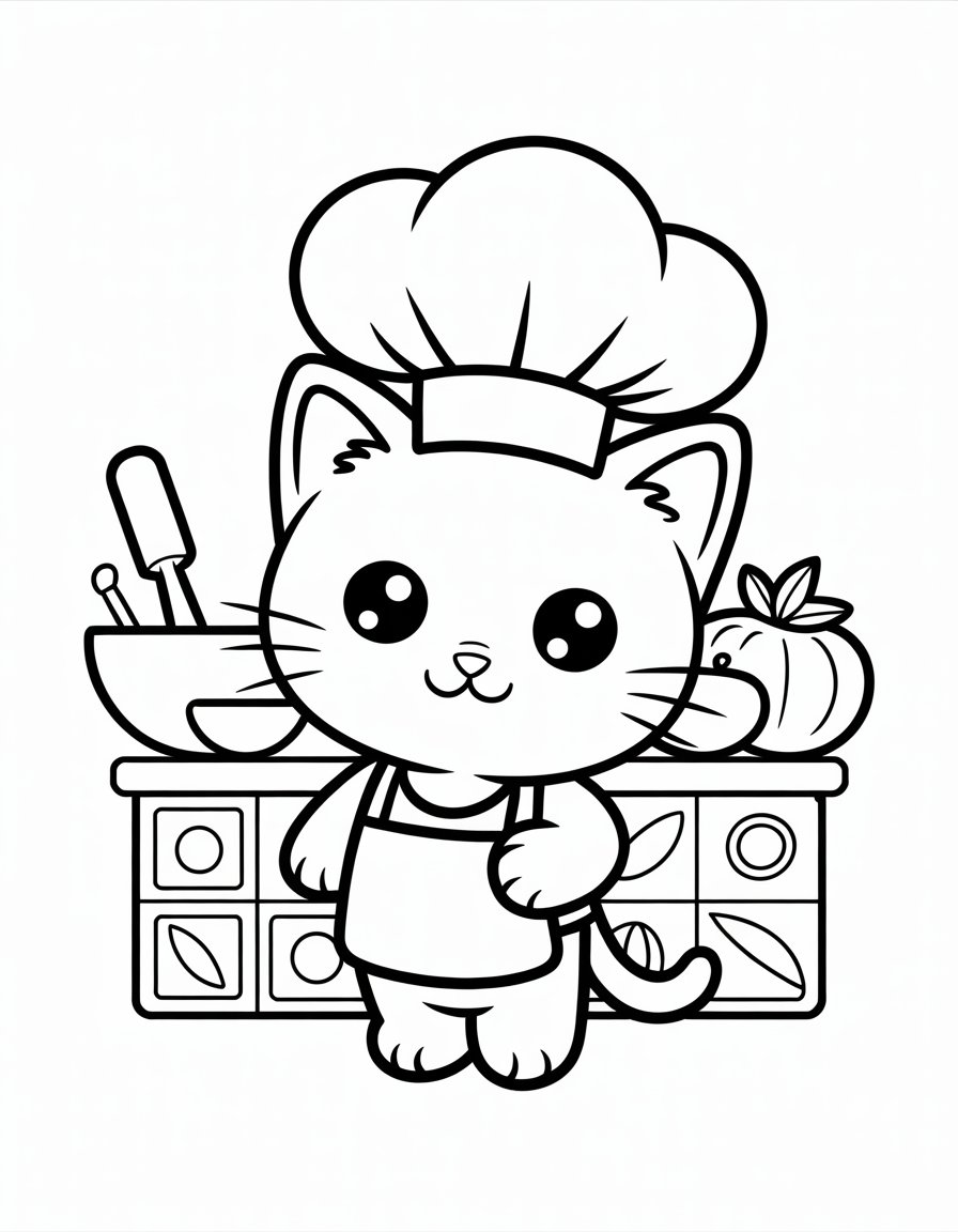 chibi cat coloring page