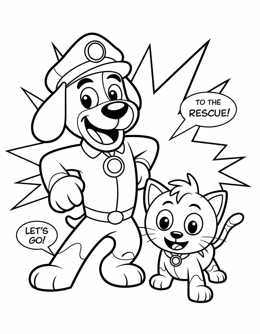 dog man and cat kid coloring page