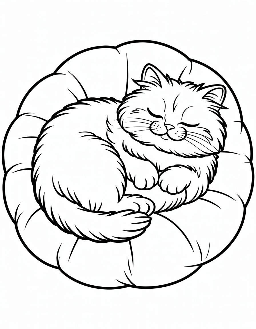 fluffy cat coloring page