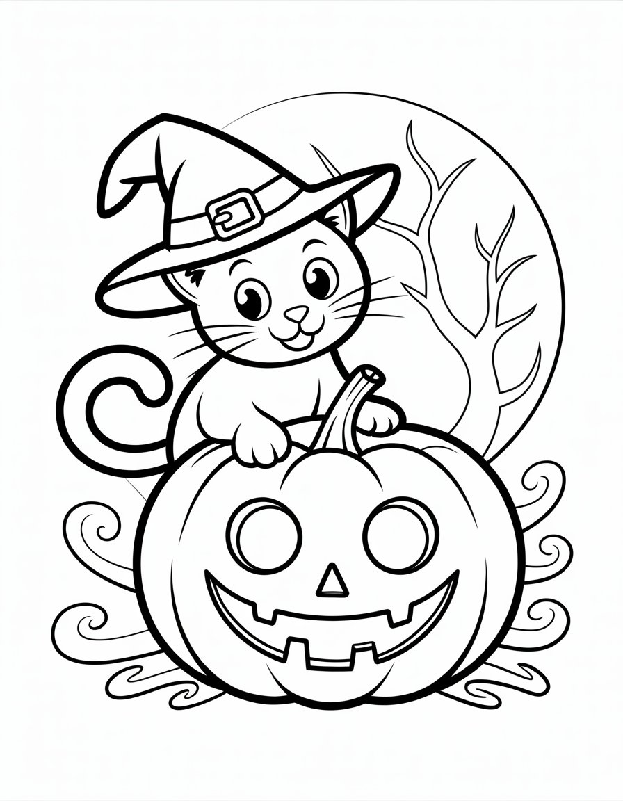 halloween cat coloring page