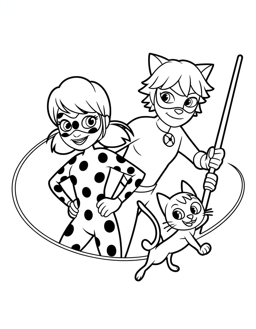 ladybug and cat noir coloring page