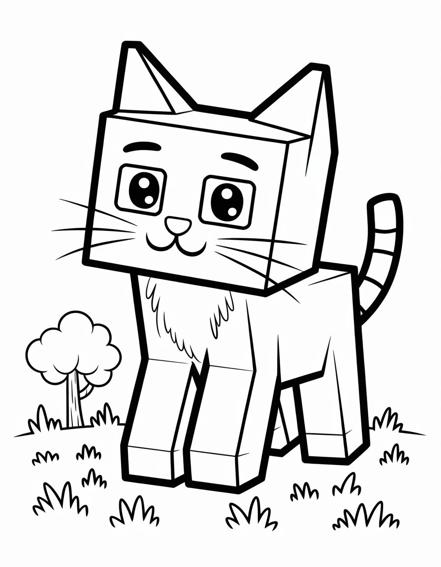 minecraft cat coloring page