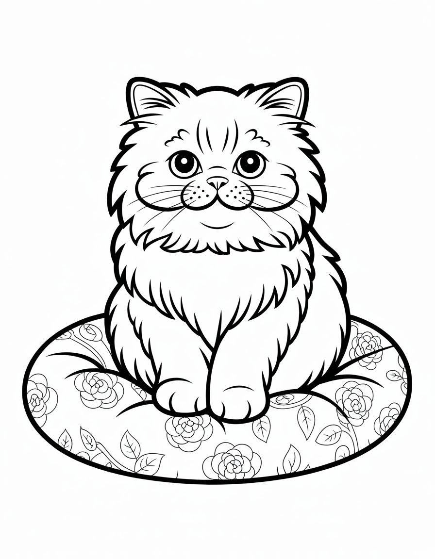 realistic cute cat coloring page