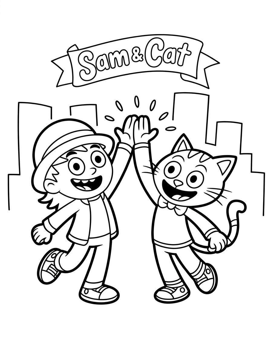 sam and cat coloring page