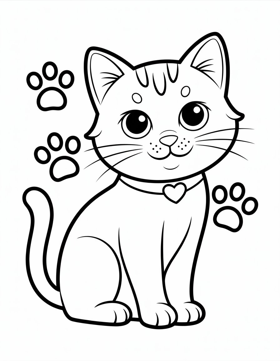 simple cat coloring page