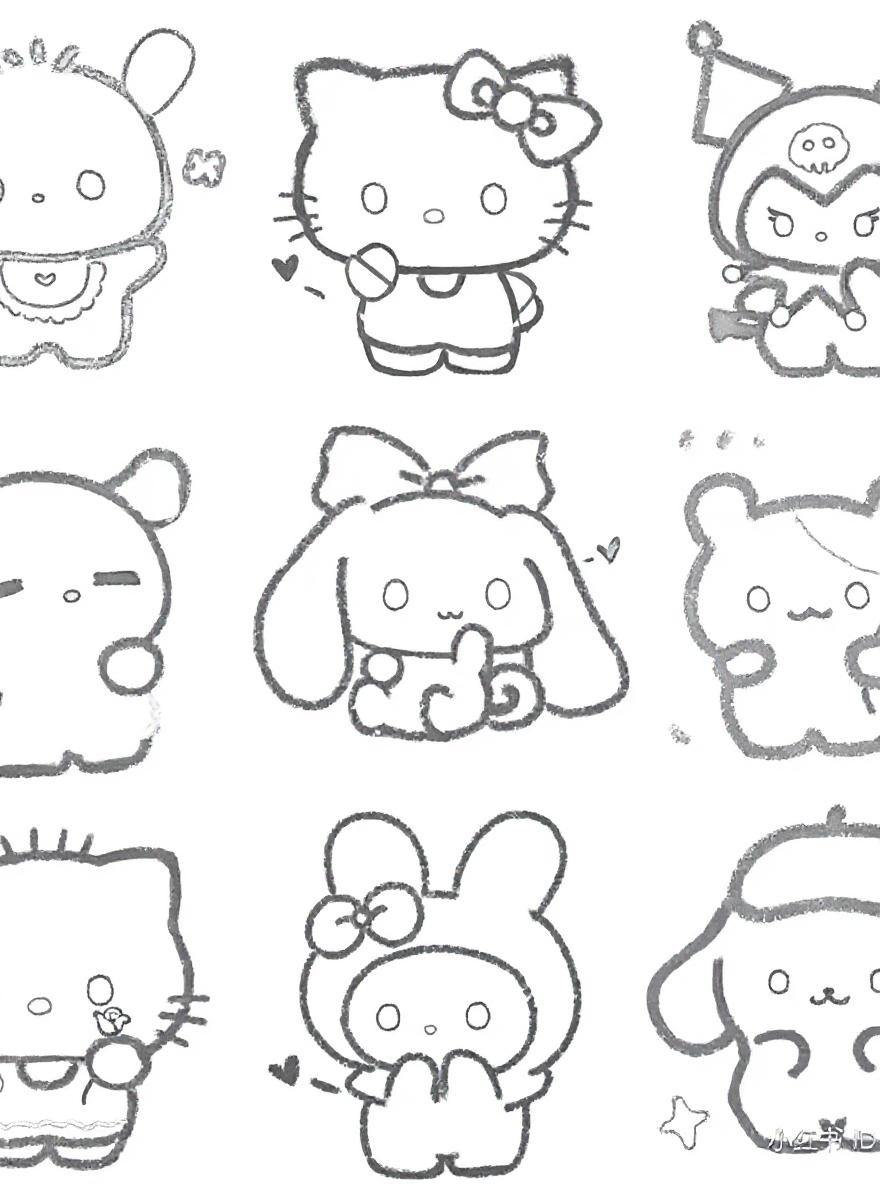 Charming cinnamoroll and friends coloring page