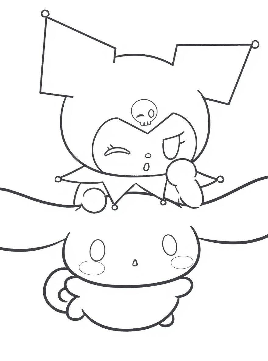 Cinnamoroll and Kuromi together coloring page