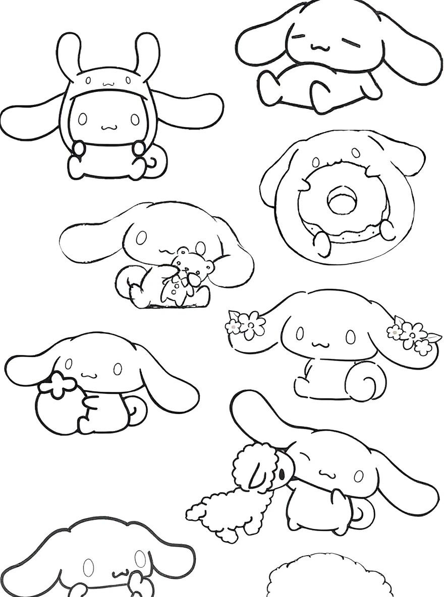 Cinnamoroll friends and food coloring page