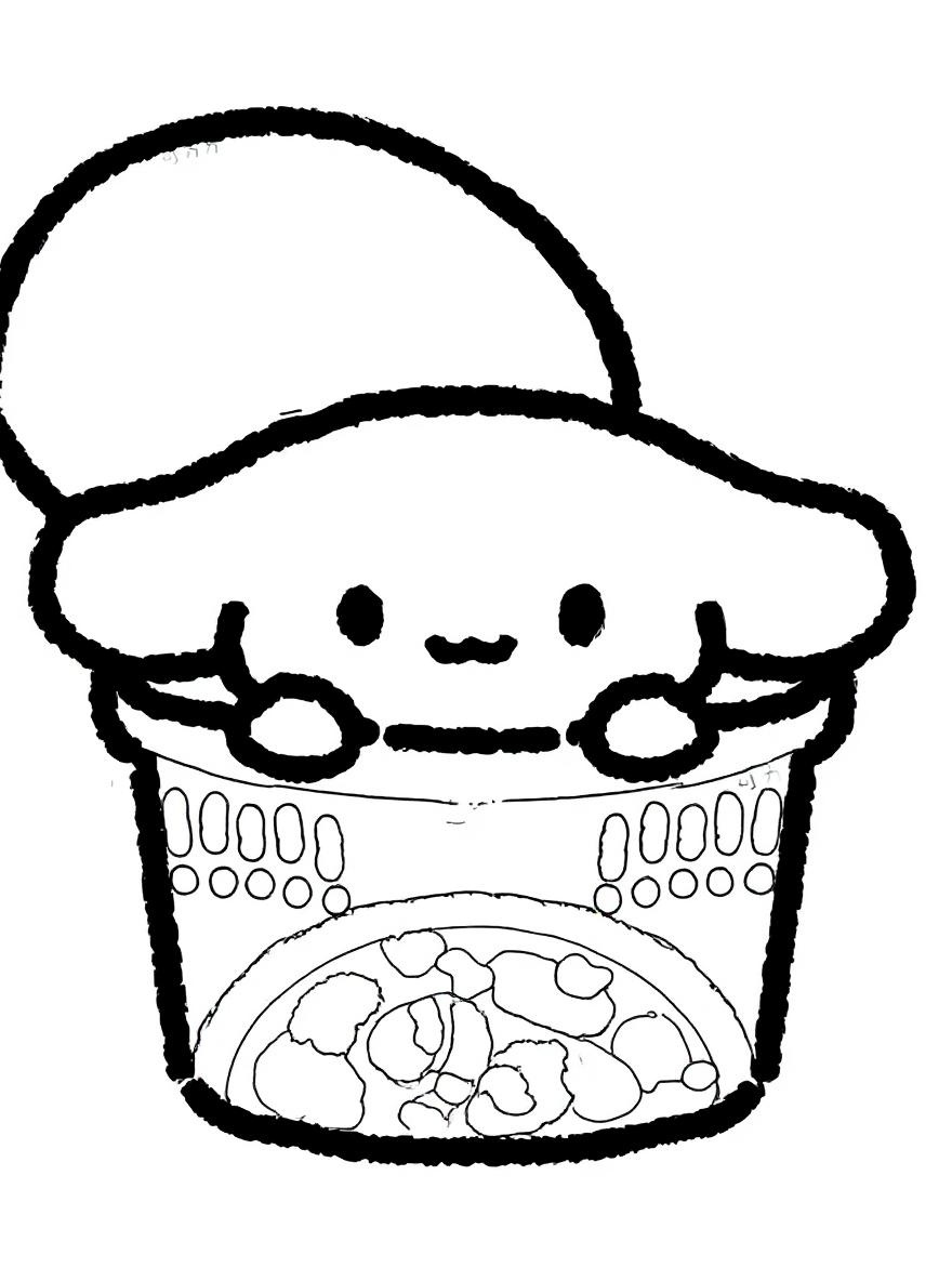 cinnamoroll in soup cup coloring page