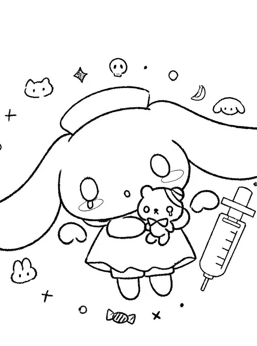 Cinnamoroll nurse costume coloring page