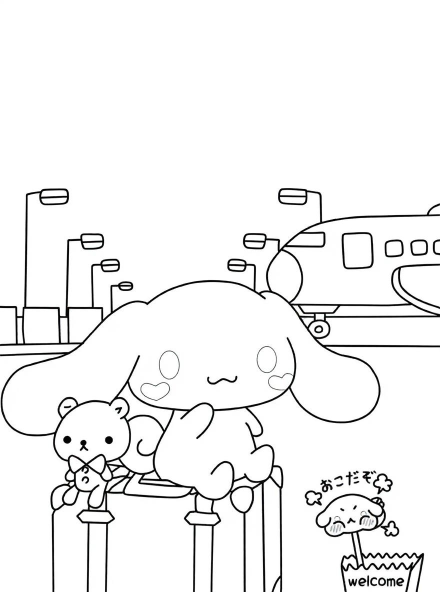 Cinnamoroll ready to travel coloring page