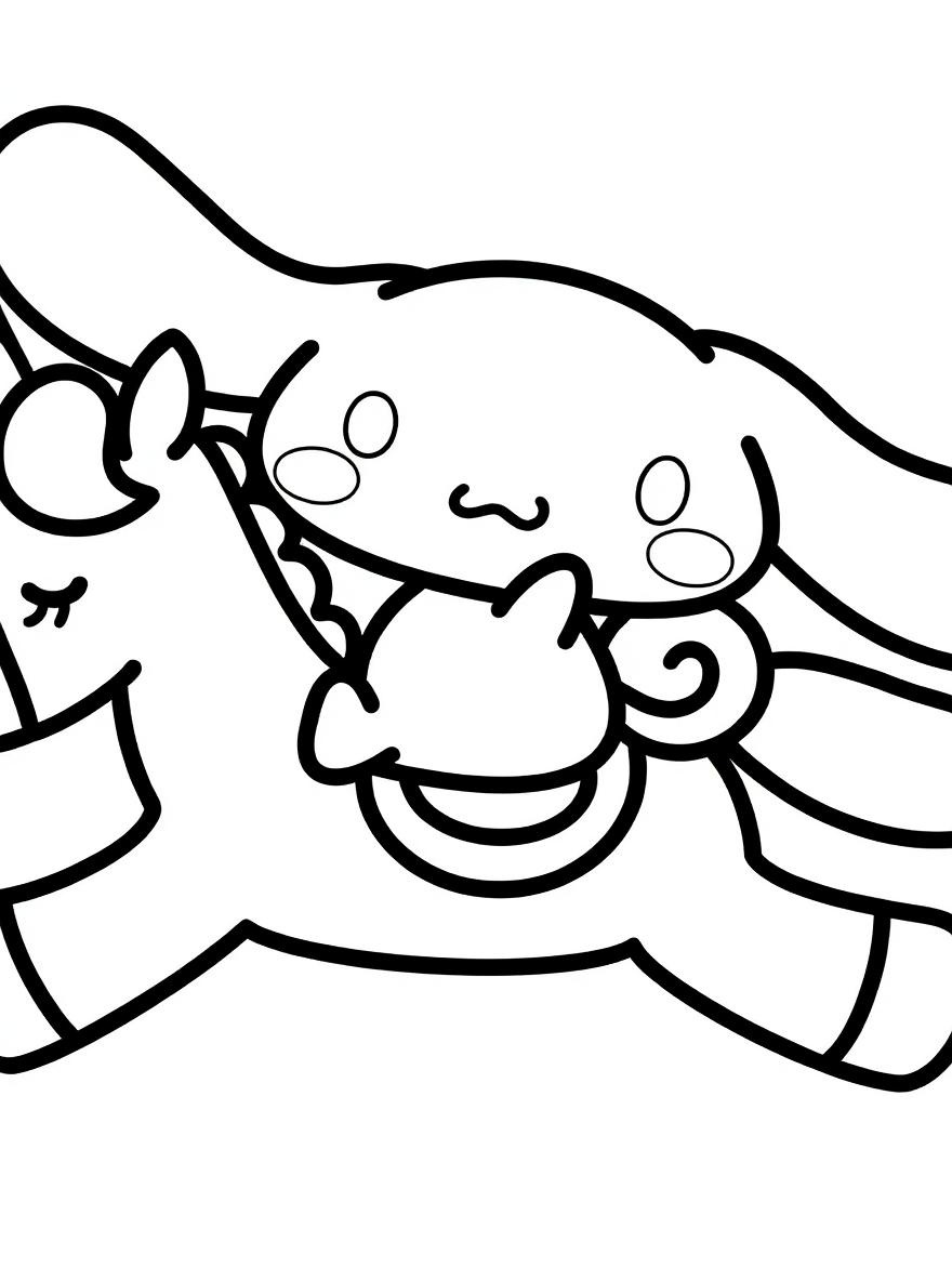 Cinnamoroll riding unicorn coloring page