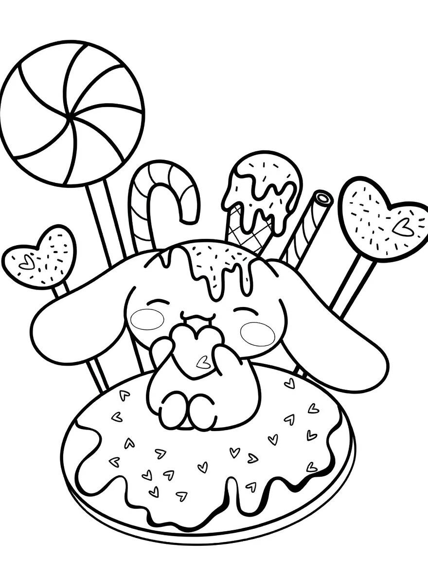 cinnamoroll sweet candy paradise coloring page