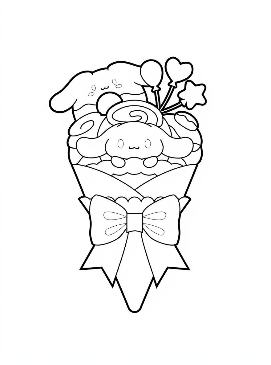 Cinnamoroll sweet party coloring page