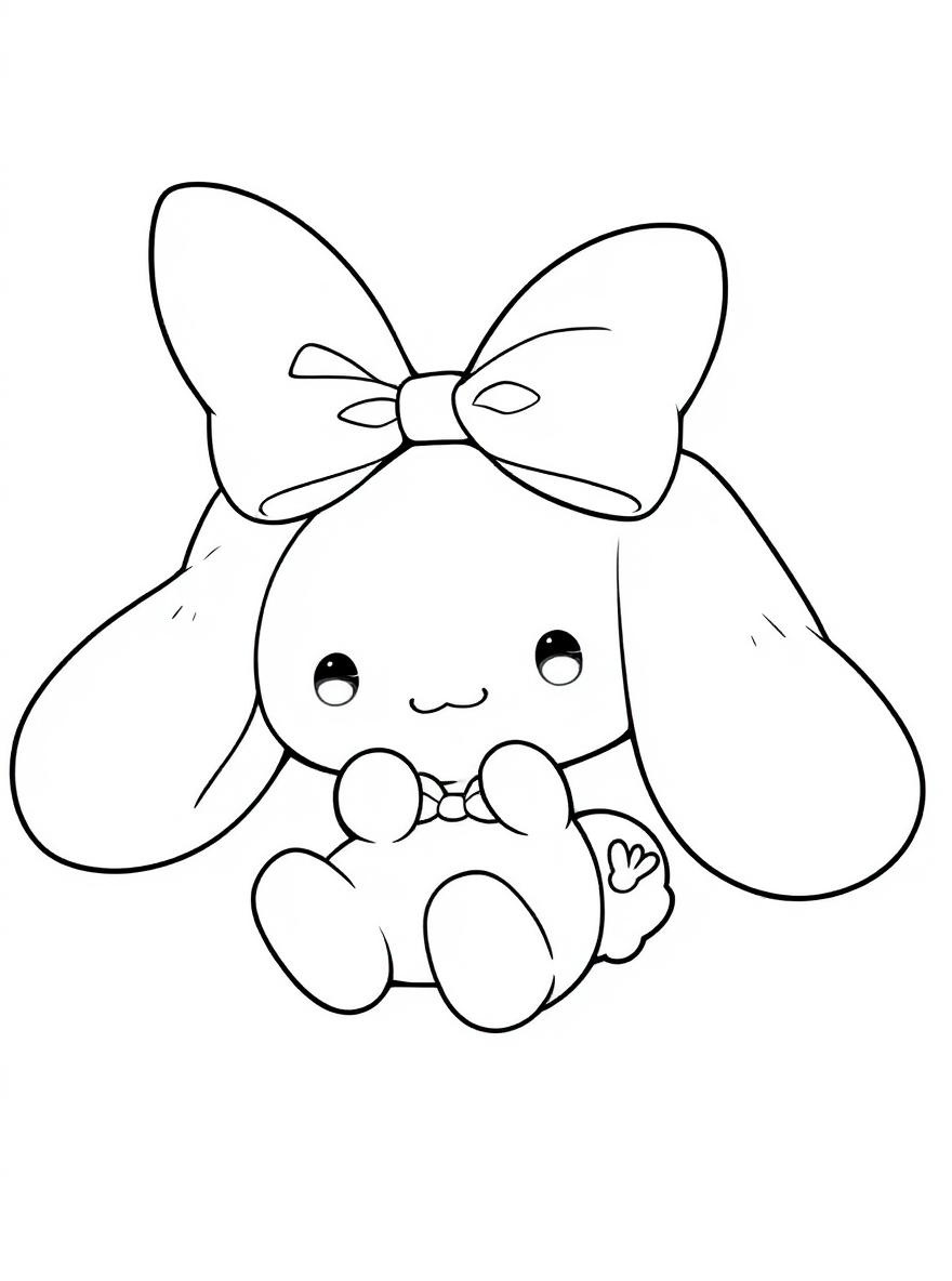 Cinnamoroll with big blue bow coloring page