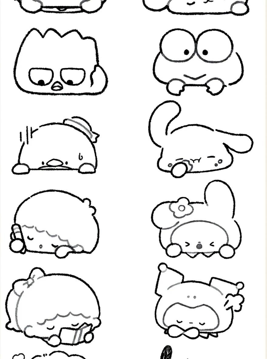 Cute Sanrio characters sticker coloring page