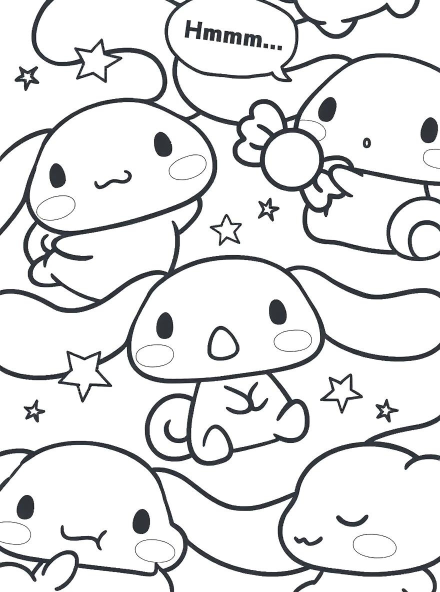 many cinnamoroll friends coloring page