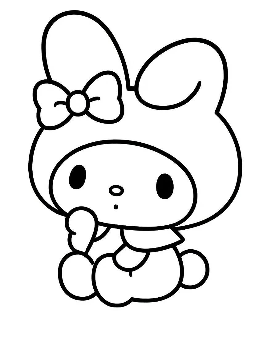 My Melody with pink bow coloring page