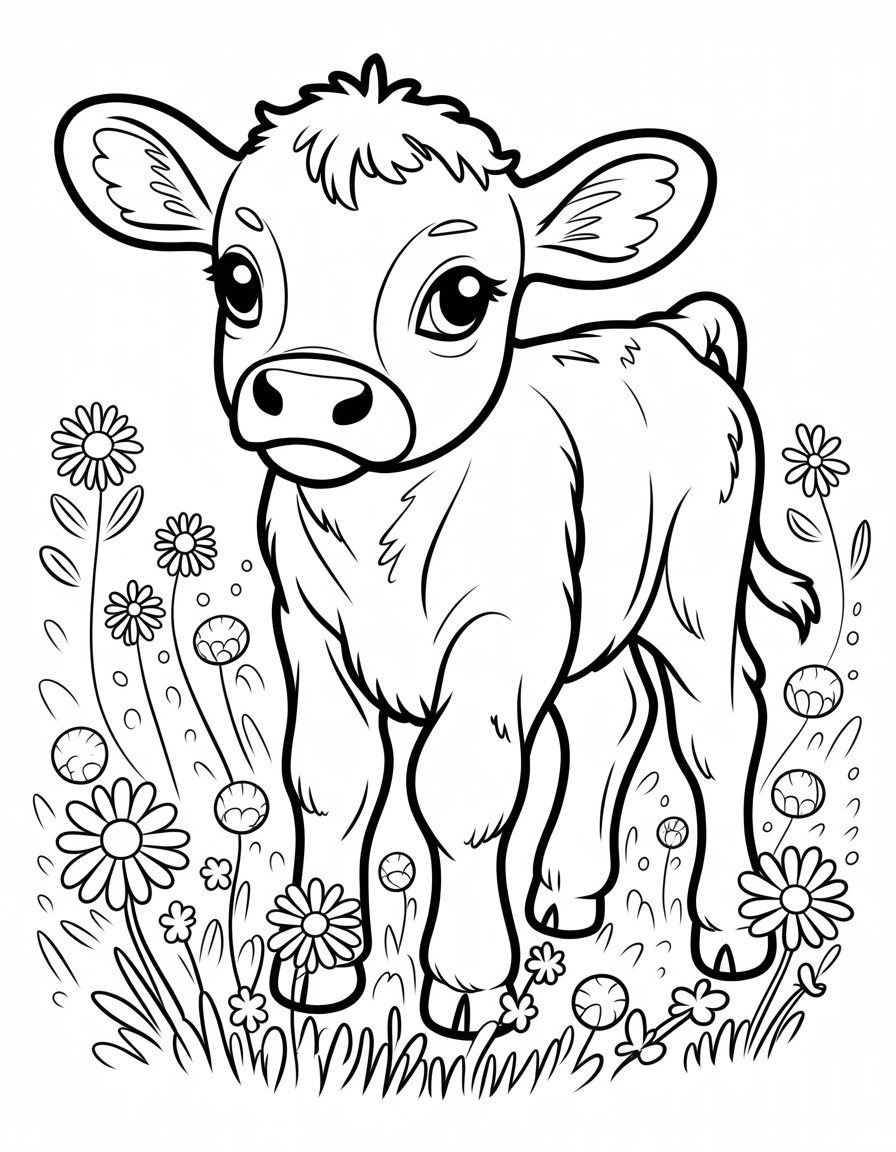 baby cow coloring page