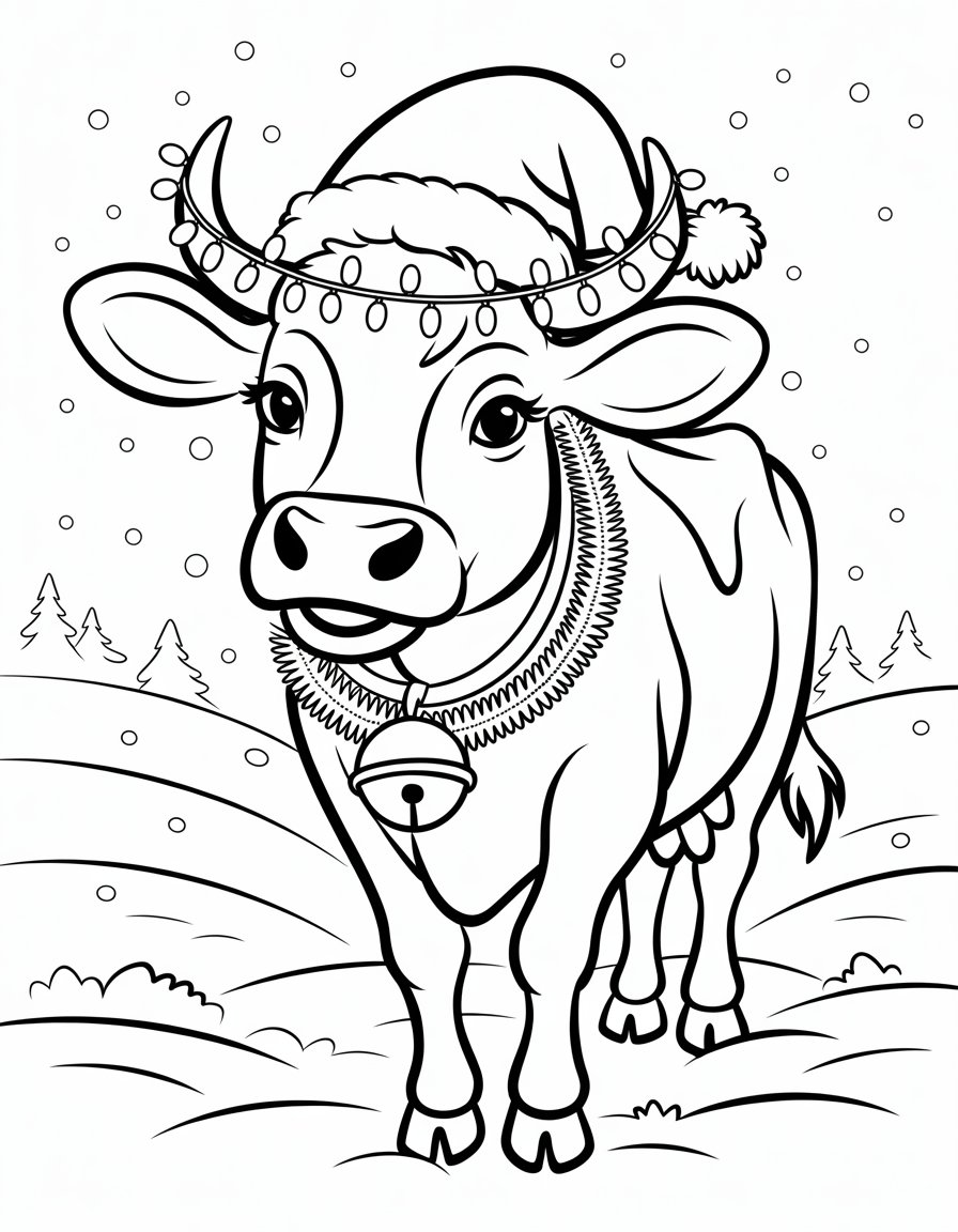 christmas cow coloring page