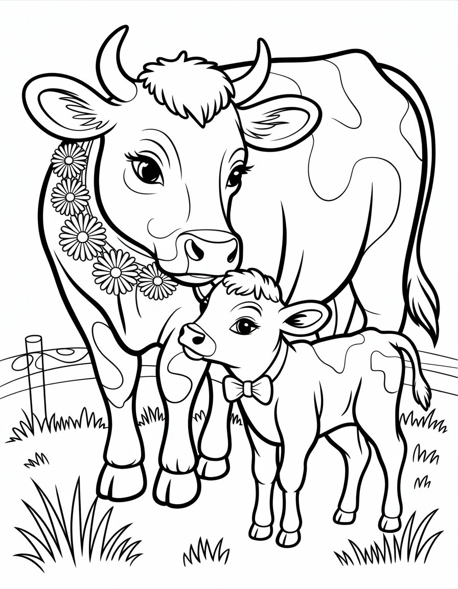 cow and calf coloring page