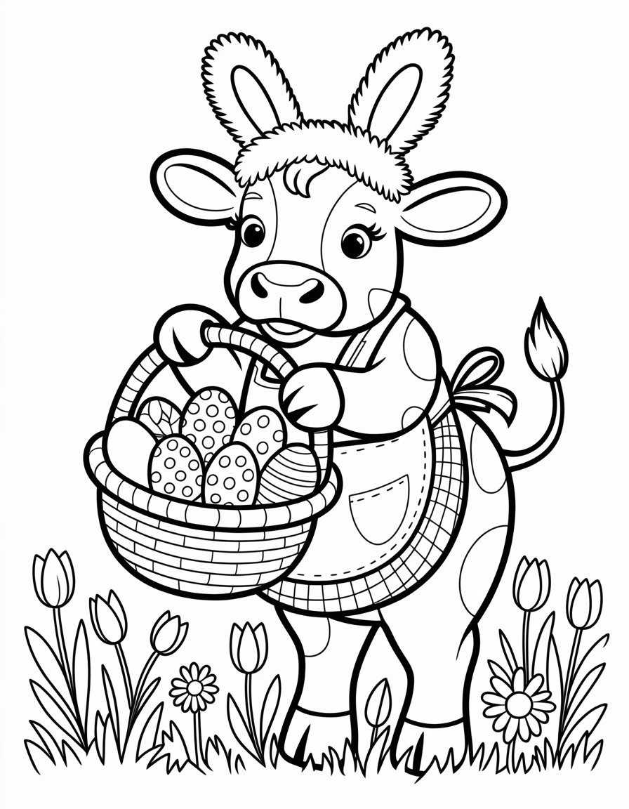 easter cow coloring page