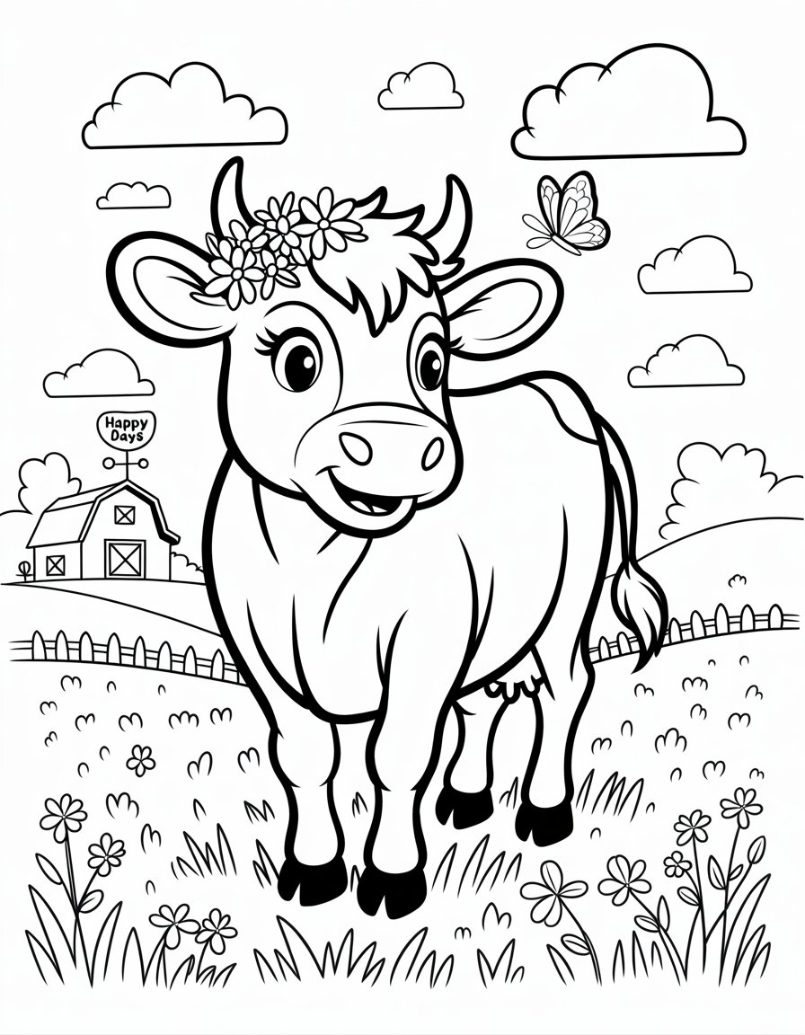 farm animal cow coloring page