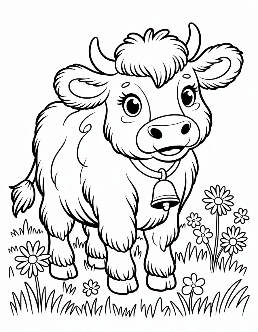 fluffy cow coloring page