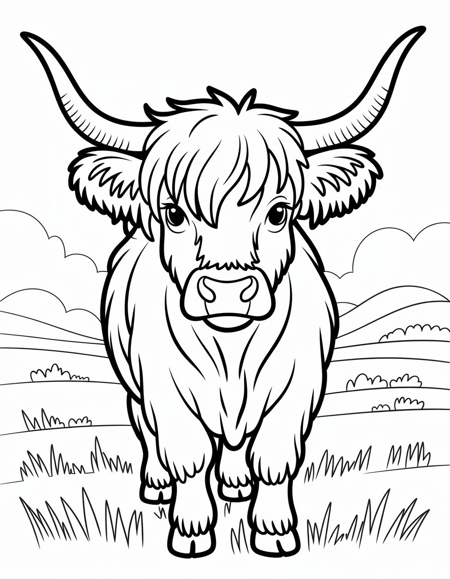 highland cow coloring page