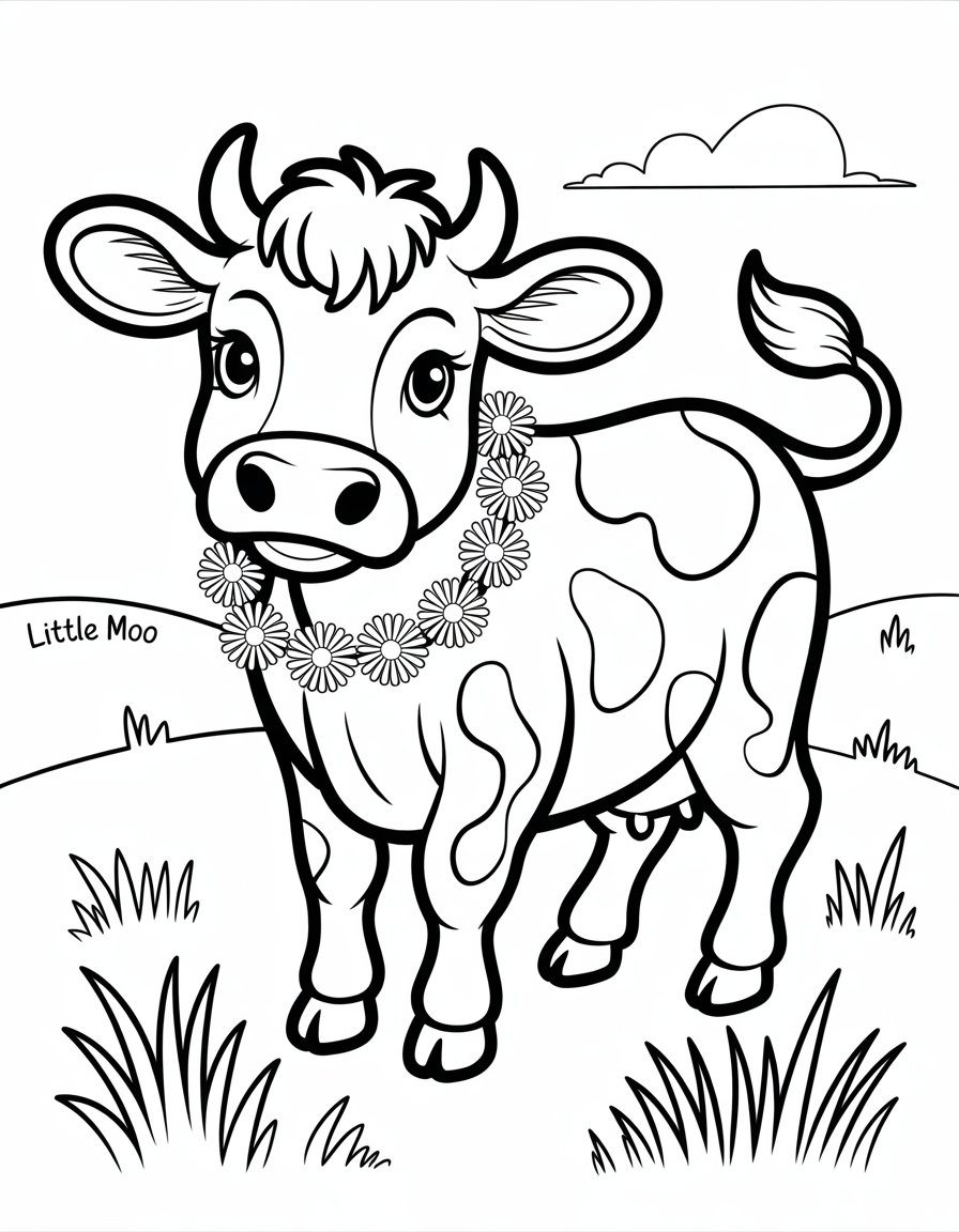 mini cow coloring page