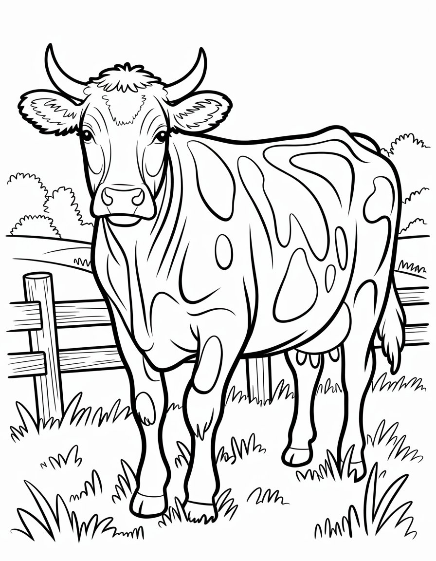 realistic cow coloring page