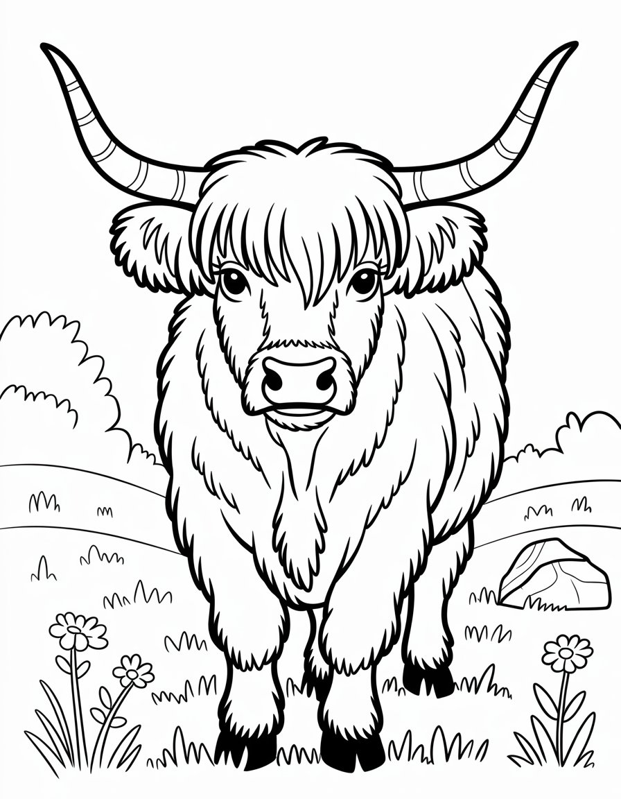 scottish highland cow coloring page