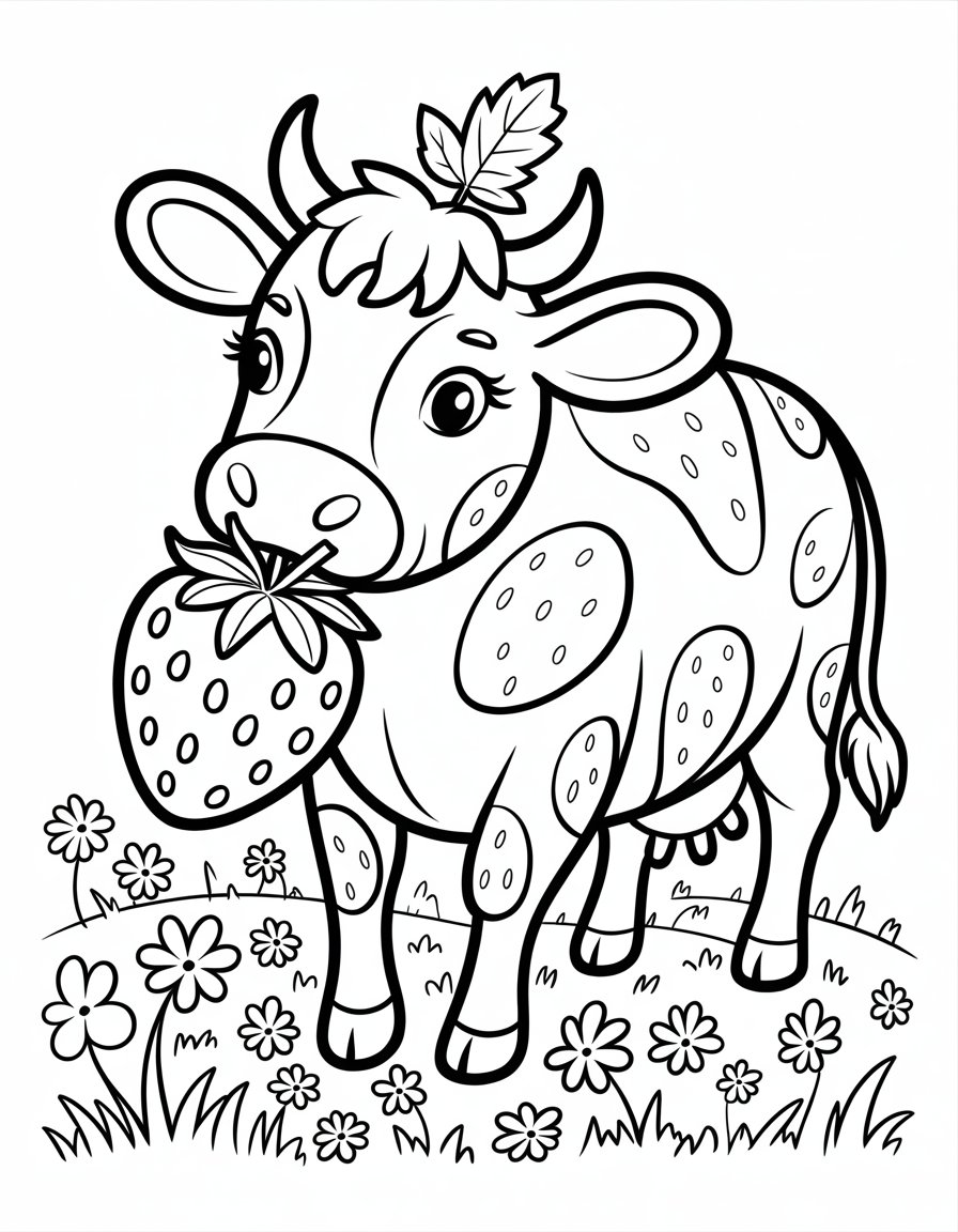 strawberry cow coloring page