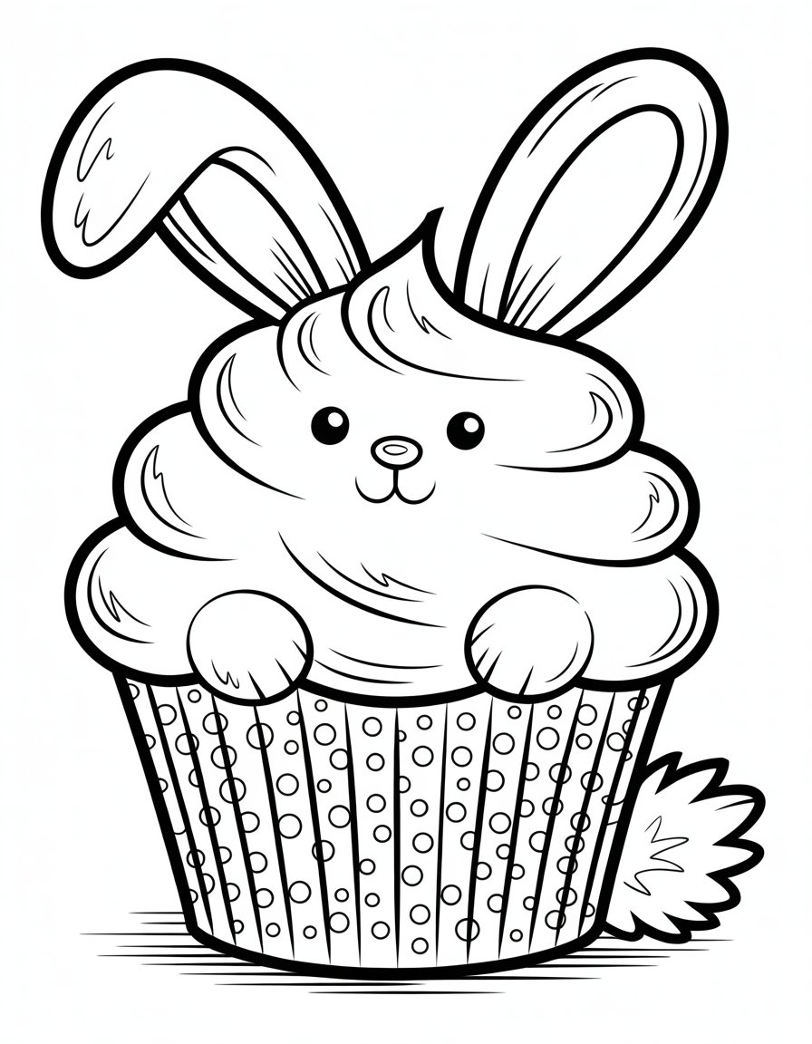 bunny cupcake coloring page