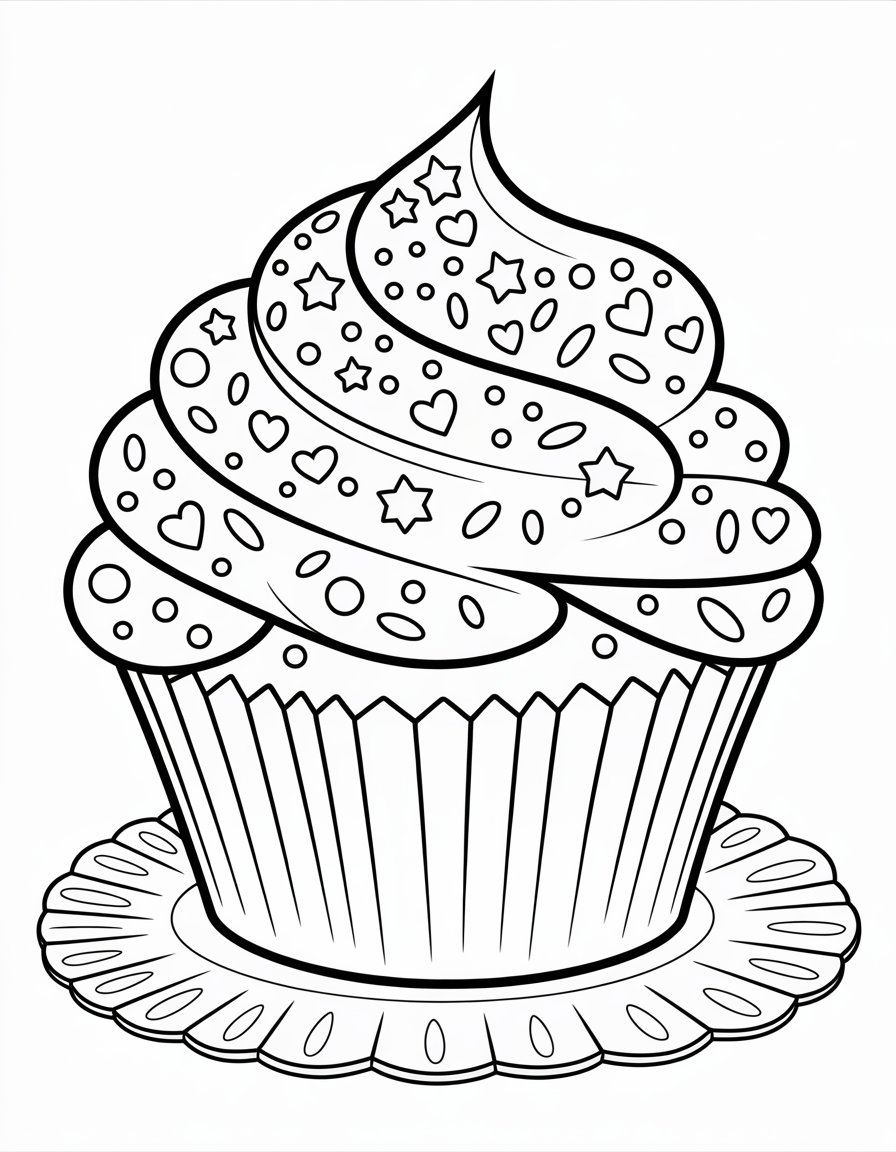 cupcake with sprinkles coloring page
