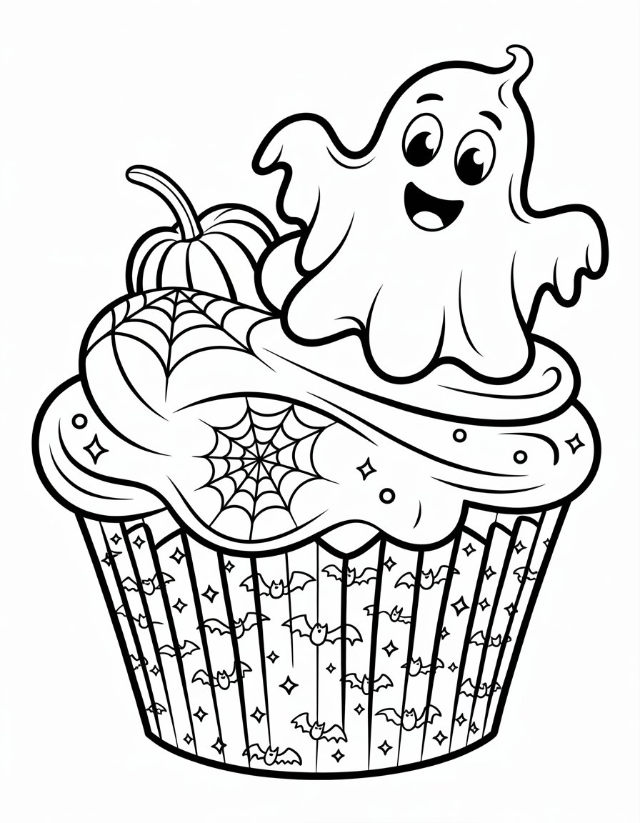 halloween cupcake coloring page
