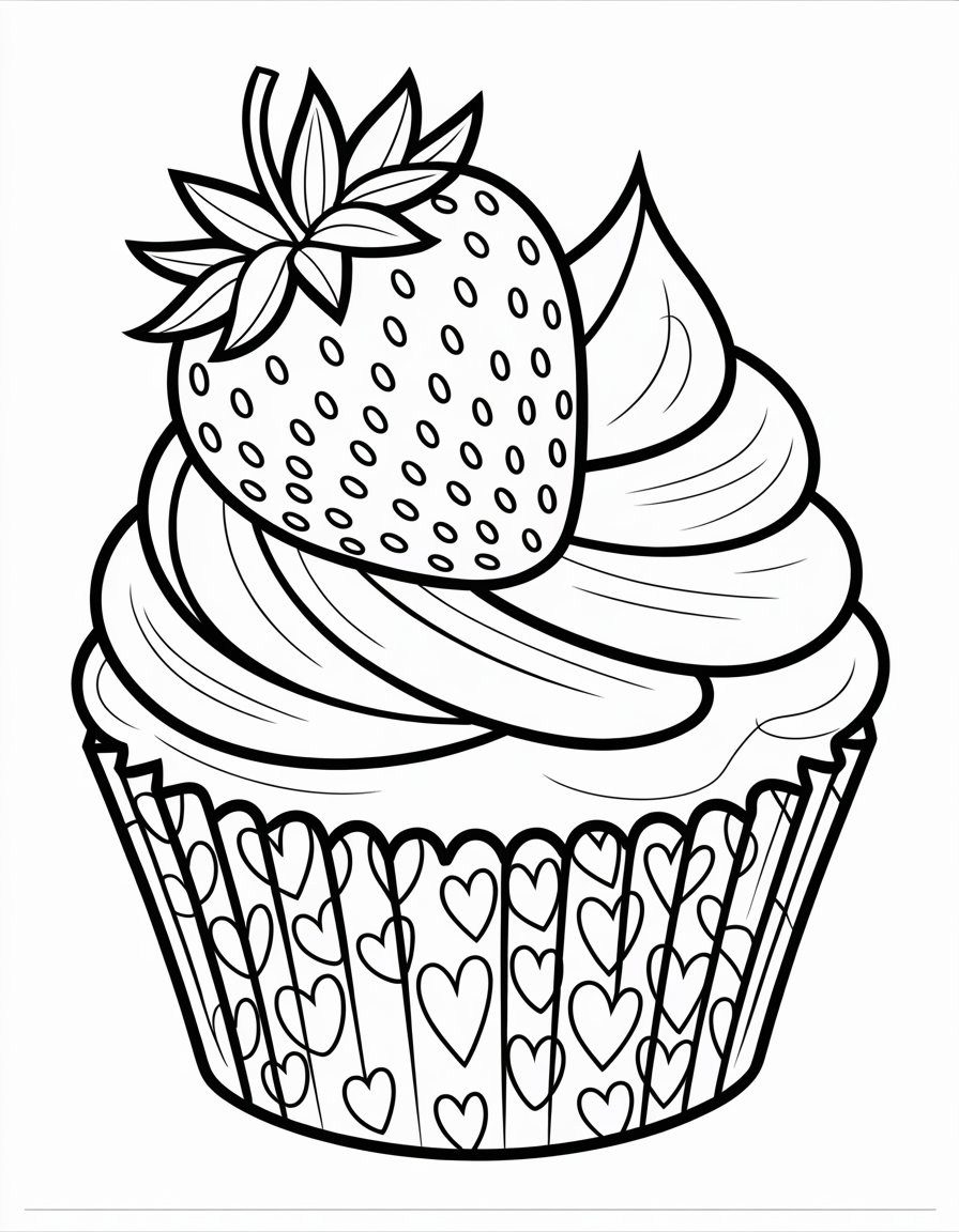 strawberry cupcake coloring page