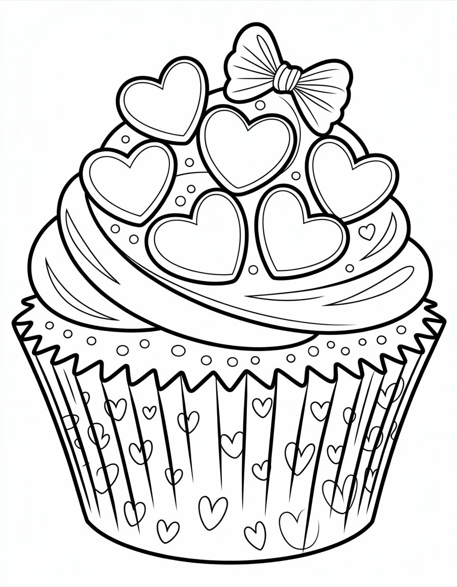 valentines cupcake coloring page