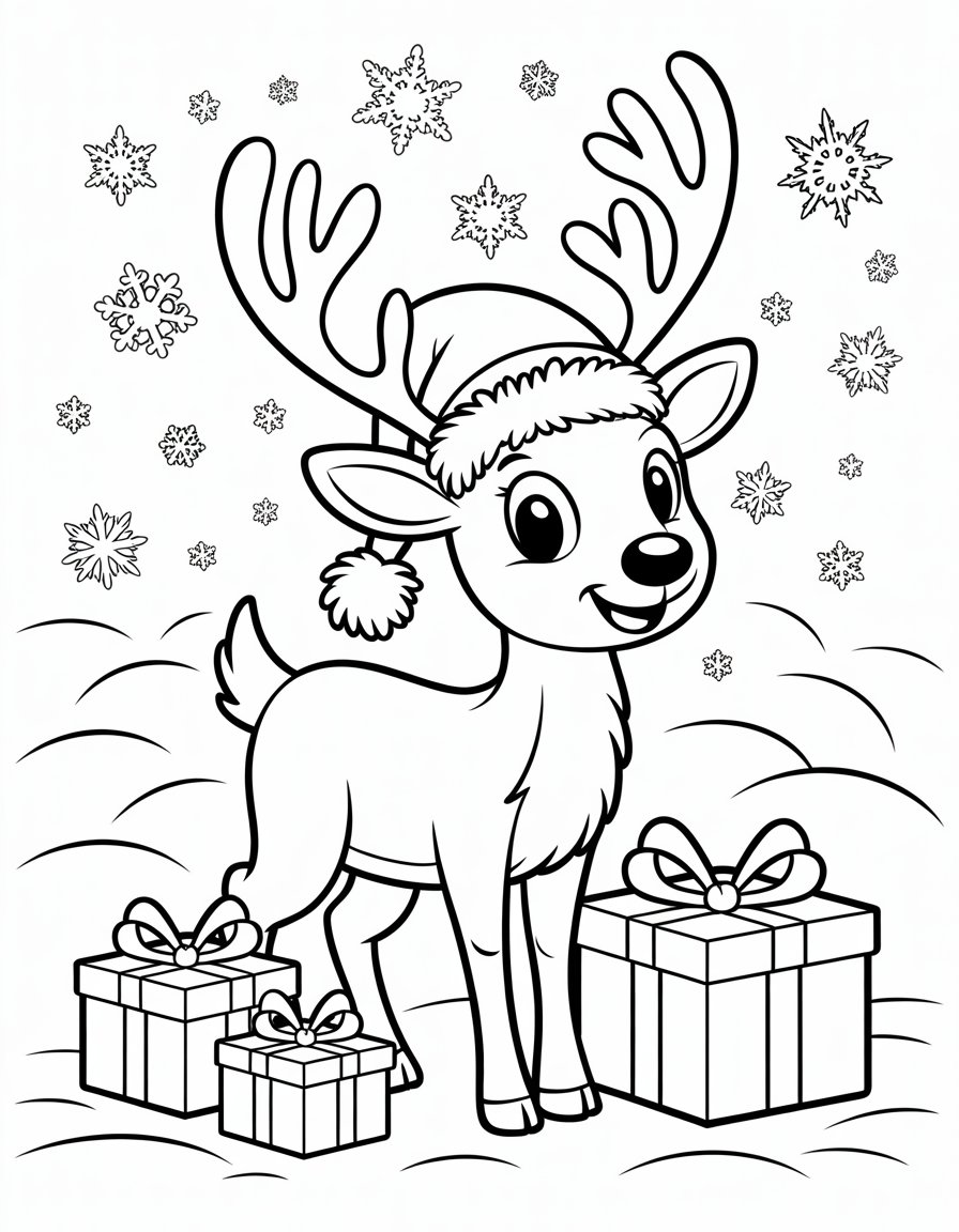 cute animal christmas coloring page