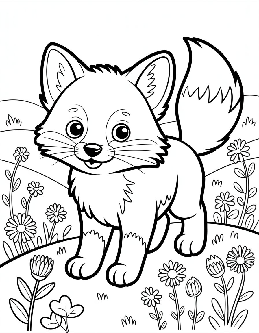 cute animal coloring page fox