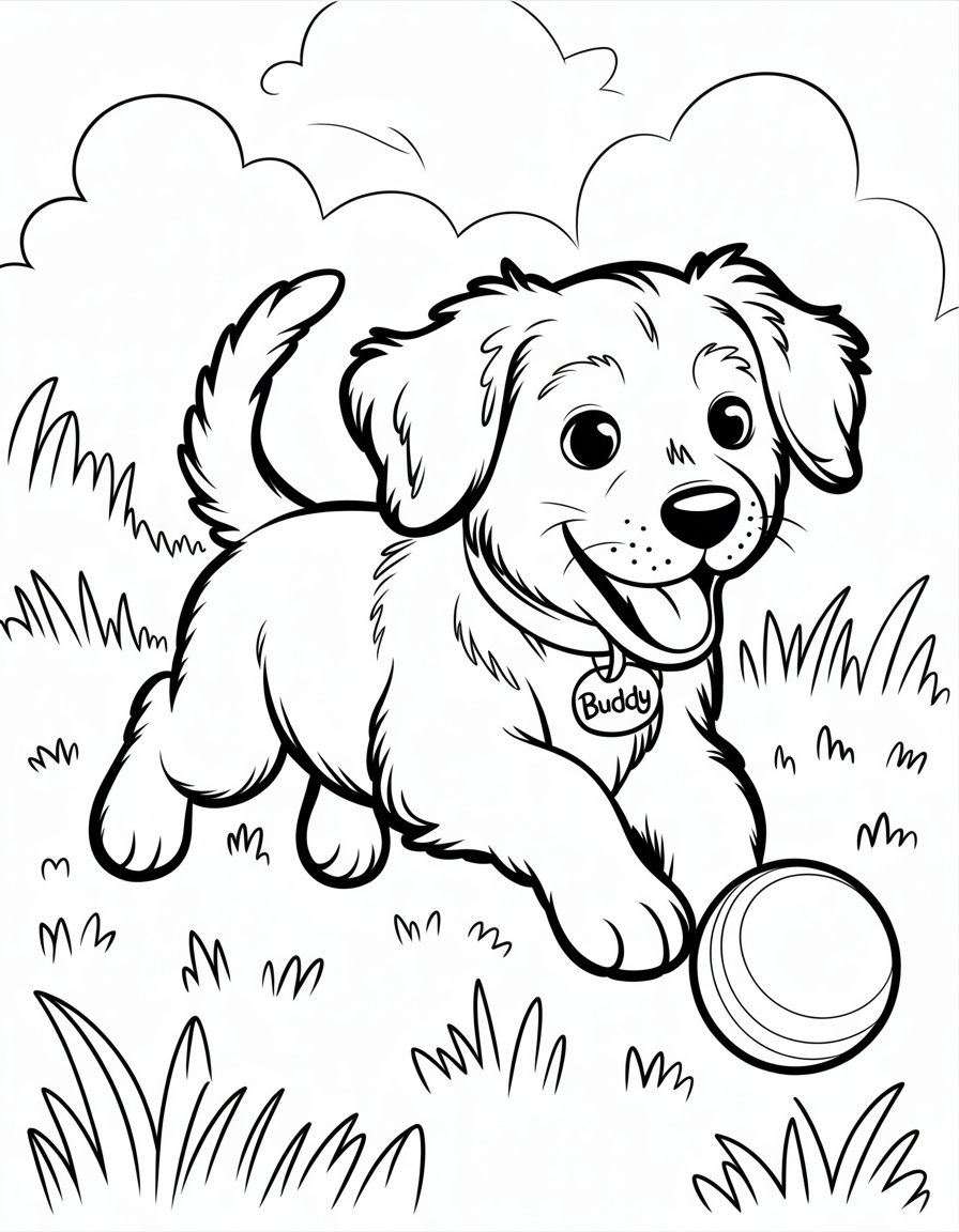 cute animal coloring page puppy