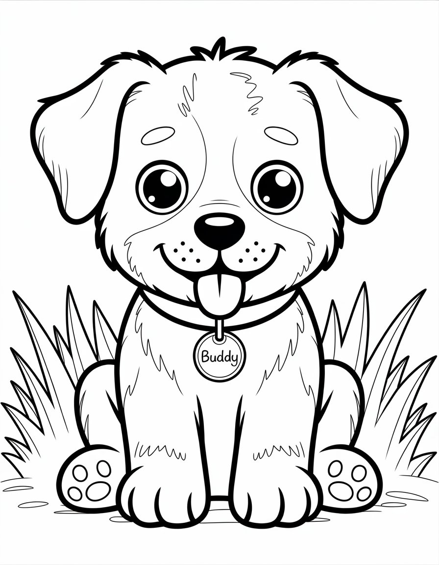 cute animal coloring page simple
