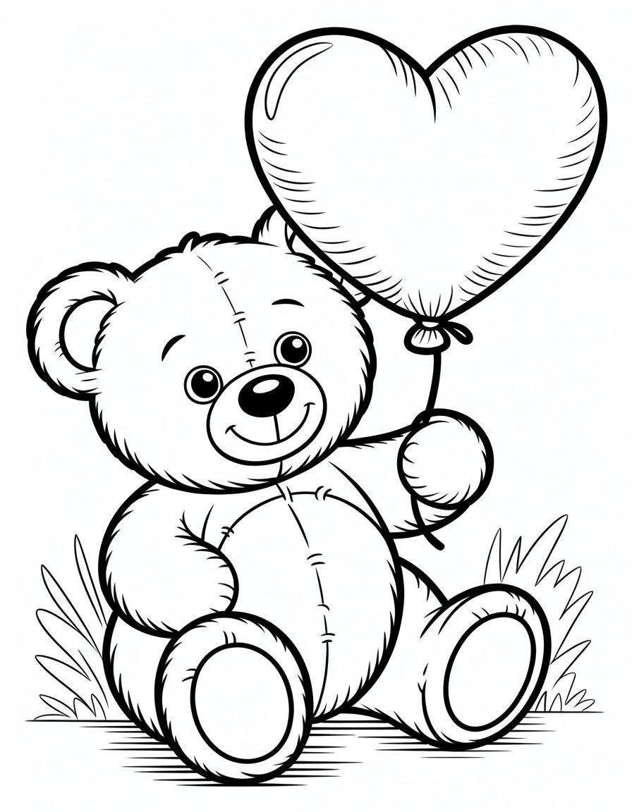 cute animal valentine coloring page