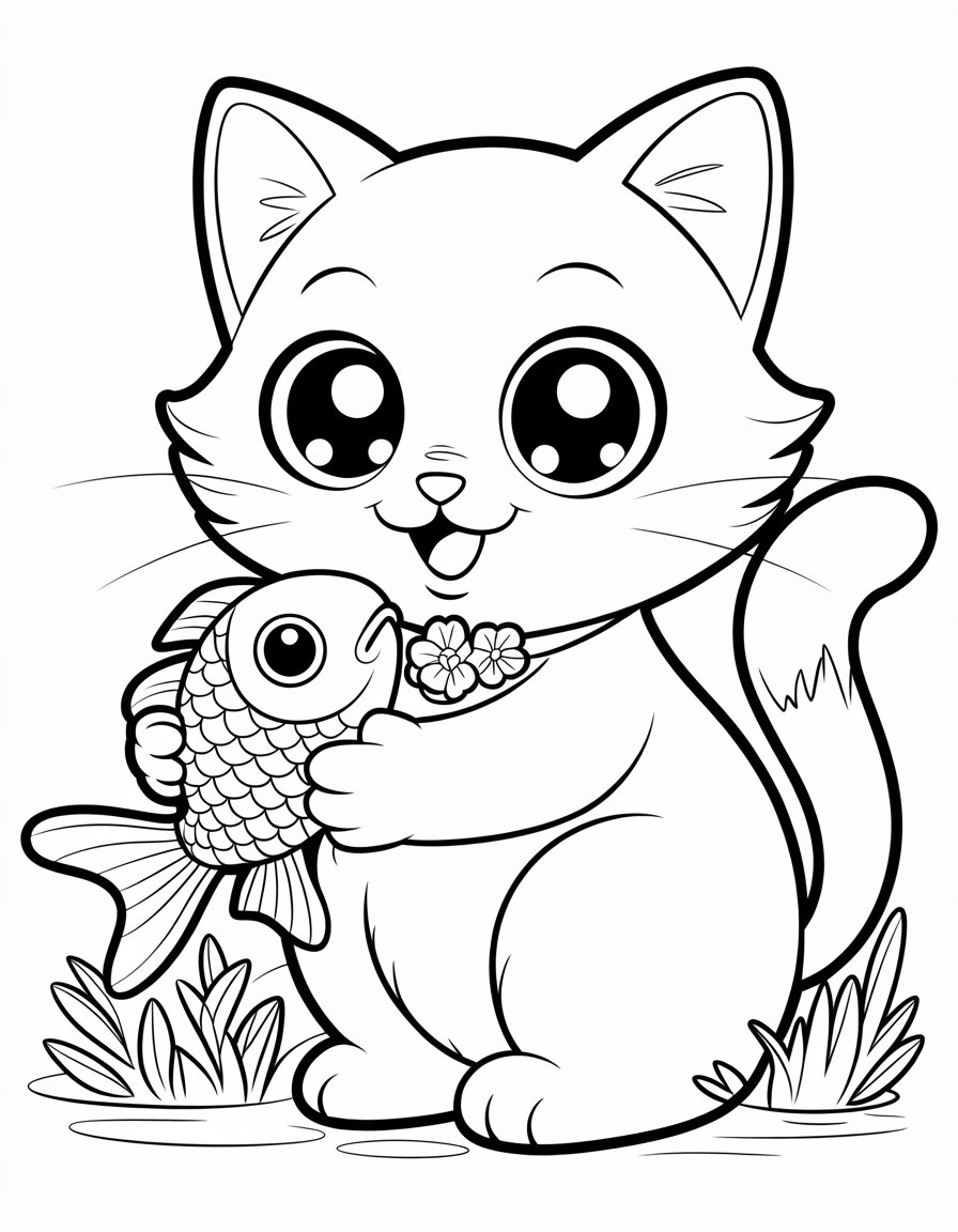 cute anime animal coloring page
